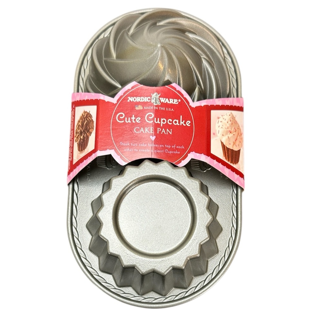 Nordic Ware Cast Aluminum Nonstick Cute Cupcake Cake‎ Pan 6 Cup Made in the USA